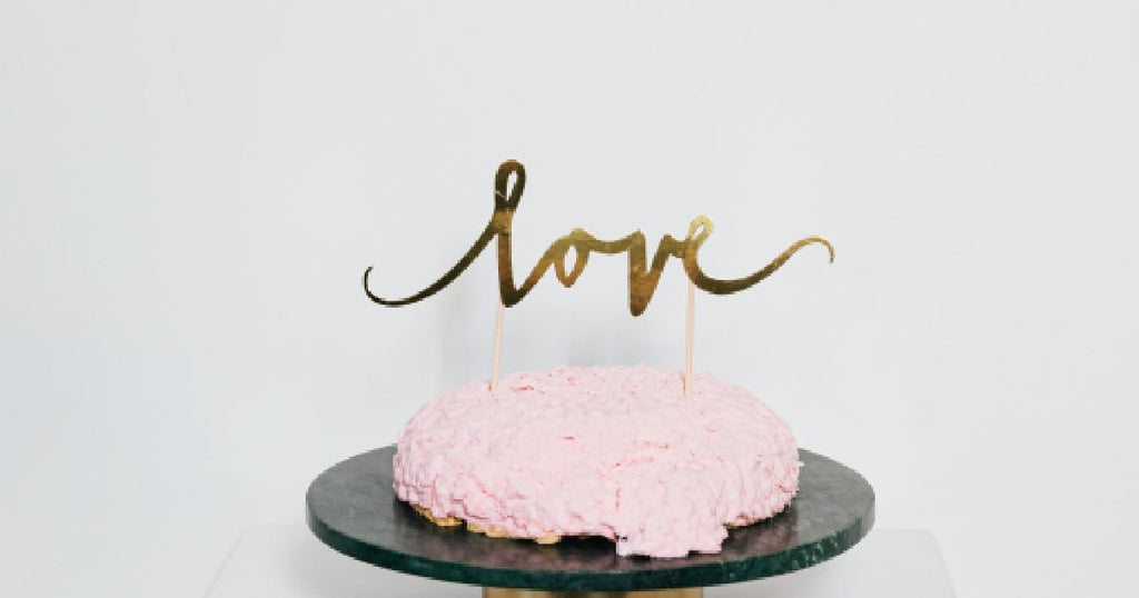 HAPPY BIRTHDAY CAKE TOPPER GOLD GLITTER CAKE TOPPER - PINK ROSE BOW