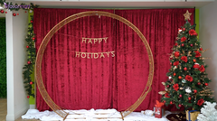 DIY holiday backdrop decor with ornaments