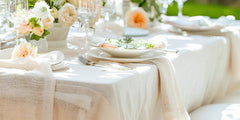 Spring Tablescape Featuring Table With Napkins