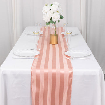 Elevate Your Table Setting with the Dusty Rose Satin Stripe Table Runner