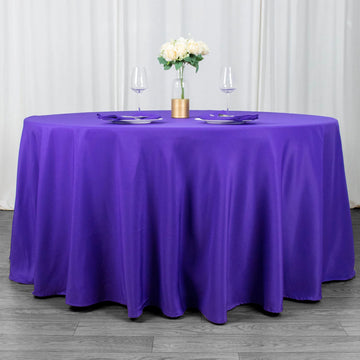 Elevate Your Event with the Purple Seamless Premium Polyester Round Tablecloth
