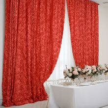 Red Satin Rosette Backdrop Drape Curtain, Photo Booth Event Divider Panel - 8ftx8ft