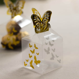 Clear gift box with butterfly design and yellow accents