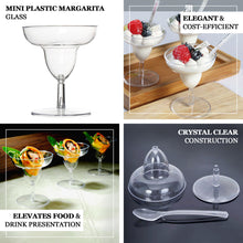 24 Pack | 2oz Crystal Clear Mini Plastic Margarita Glasses With Spoons