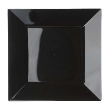 Elegant Glossy Black Square Plastic Dinner Plates