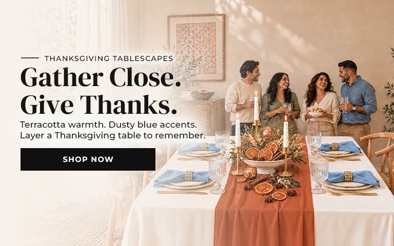 Create a memorable Thanksgiving with terracotta warmth and dusty blue accents. Discover everythin...