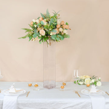 Premium Clear Square Cylinder Glass Vase for Stunning Event Decor