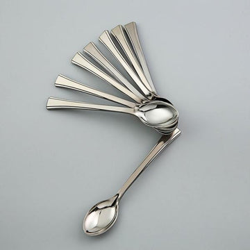 Silver Mini Heavy Duty Plastic Dessert Spoons (36 Pack)