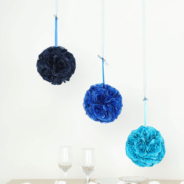 Create a Fresh and Floriated Feel with Royal Blue Silk Rose Kissing Balls