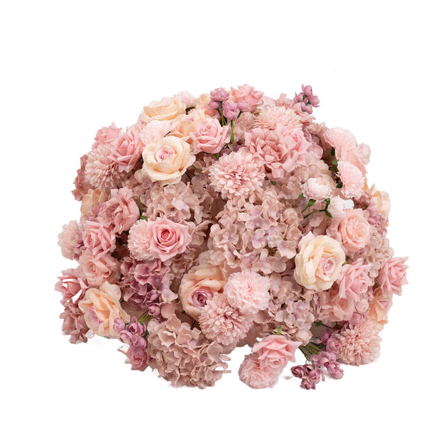Soft pink mixed flower bouquet with roses, hydrangeas and chrysanthemums#whtbkgd