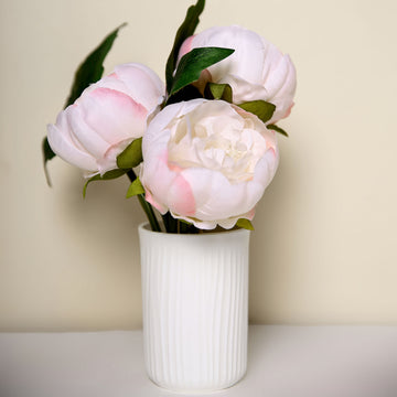 Add a Touch of Elegance with Blush Artificial Silk Peony Flower Heads