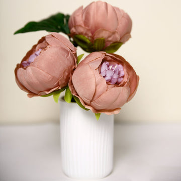 Elegant Dusty Rose Artificial Silk Peony Flower Heads for DIY Crafts