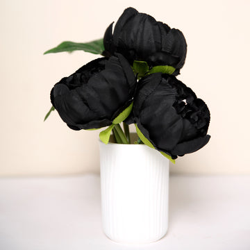 Black Artificial Silk Peony Flower Heads for DIY Craft Projects