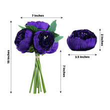 5 Silk Purple Peony Head Flower Artificial Spray Bouquet 