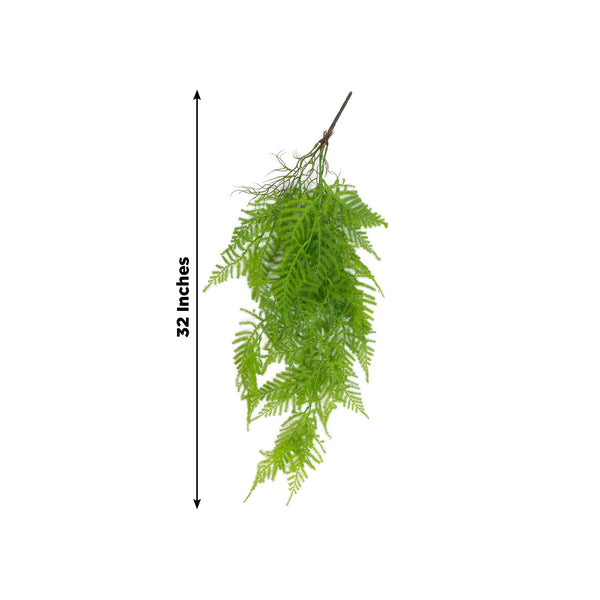 Artificial fern stem hanging, 32 inches tall on white background