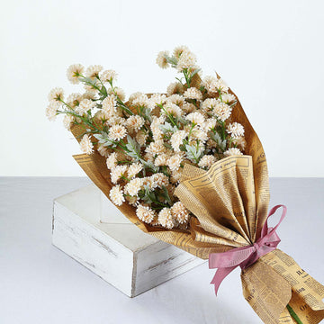 Effortlessly Enhance Your Space with Ivory Artificial Silk Chrysanthemum Mum Flower Bouquets