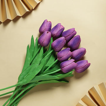 Create a Timeless and Enchanting Atmosphere with Eggplant Artificial Tulip Flowers