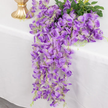 Elevate Your Event Decor with Purple Artificial Silk Hanging Wisteria