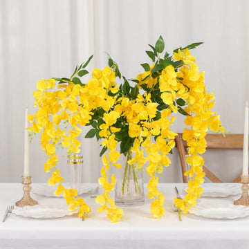 Durable and Versatile Yellow Silk Hanging Wisteria Vines