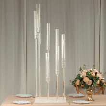9 Arm Clear Acrylic Cluster Taper Candle Holder Candelabra, Pillar Candle Stick Stand#whtbkgd