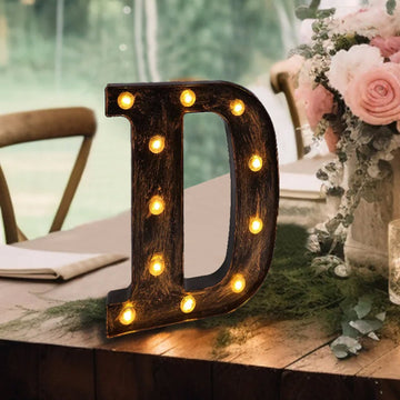 Antique Black Industrial Style LED Marquee Letter Light "D"