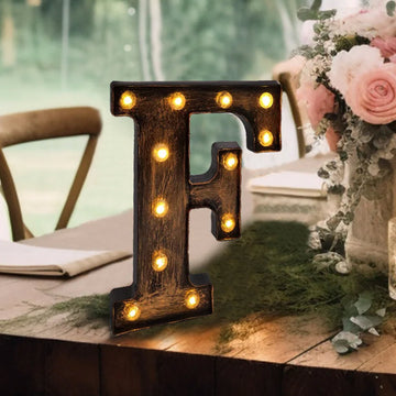 Antique Black Industrial Style LED Marquee Letter Light "F"