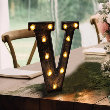 Antique Black Industrial Style LED Marquee Letter Light "V"