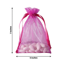10 Pack | 5x7inch Fuchsia Organza Drawstring Wedding Party Favor Gift Bags