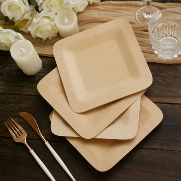 Serve with Style and Responsibility - Natural Eco Friendly Square Plates