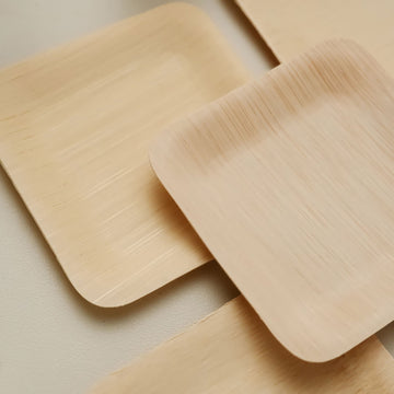 Eco-Friendly and Stylish: 25 Pack Bamboo Square Disposable Dessert Plates