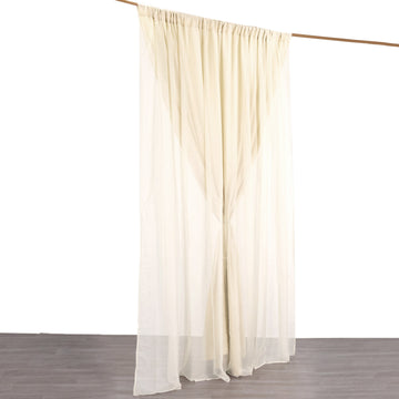 Beige Polyester Backdrop Curtain with Rod Pockets: A Classy Addition to Any Event