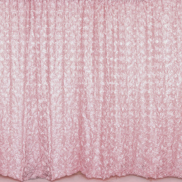 Blush Satin Rosette Backdrop Window Curtain Panel