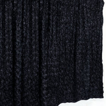 Black Satin Rosette Divider Backdrop Curtain Panel, Photo Booth Event Drapes - 8ftx8ft
