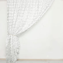 White Satin Rosette Backdrop Drape Curtain, Photo Booth Event Divider Panel - 8ftx8ft