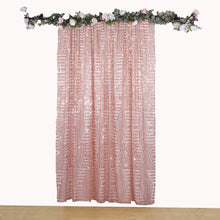 Rose Gold Geometric Sequin Divider Backdrop Drape Curtain with Satin Backing, Seamless Opaque