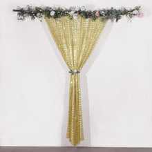Gold Geometric Sequin Divider Backdrop Drape Curtain with Satin Backing, Seamless Opaque
