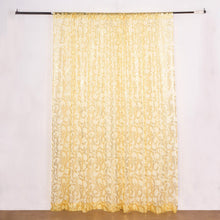 Gold Embroider Sequin Divider Backdrop Curtain, Sparkly Sheer Event Drapes With Embroidery Leaf 8ft