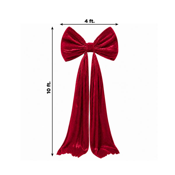 Red velvet oversized bow with 10 ft long tails and 4 ft width