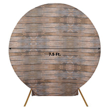 Spandex Rustic Brown Round Wooden Arch Covers Fitted Backdrop Covers 7.5 ft. in Diameter