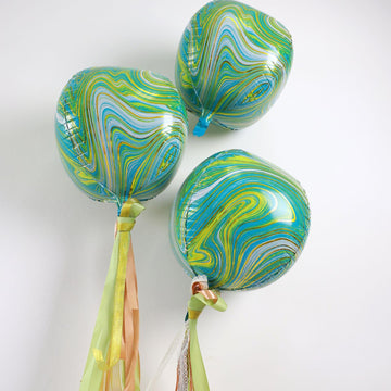 Make a Statement with Green/Gold Marble Agate 4D Mylar Balloons