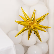 5 Pack Metallic Gold 14-Point Star Explosion Foil Balloons, Fireworks Starburst Shaped