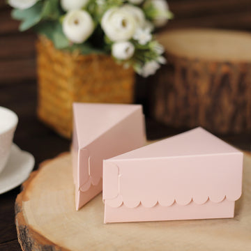 10 Pack Blush Single Slice Triangular Paper Dessert Boxes