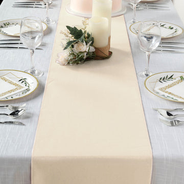 Elevate Your Event Decor with the Beige Polyester Table Runner