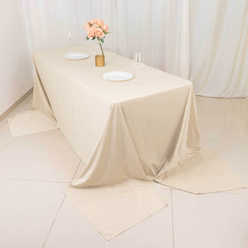 Add Elegance and Style to Your Event with the Beige Premium Scuba Tablecloth