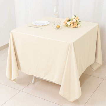 Unleash the Versatility of the Beige Premium Scuba Square Tablecloth