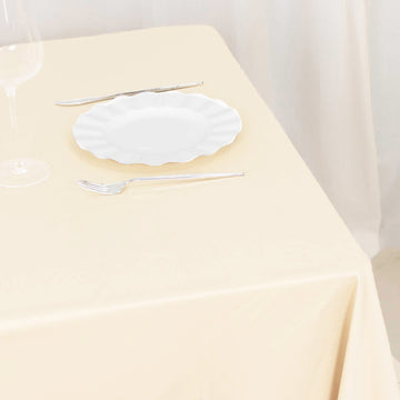Experience Elegance with the Beige Premium Scuba Square Tablecloth
