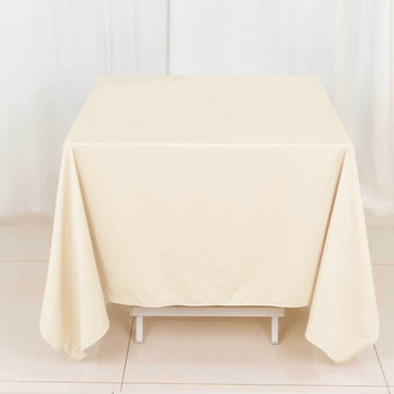 Elevate Your Table with the Beige Premium Scuba Square Tablecloth
