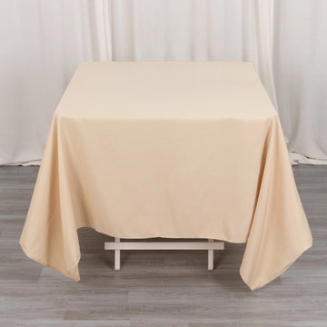 Beige Premium Seamless Polyester Square Tablecloth 220GSM 70"x70"