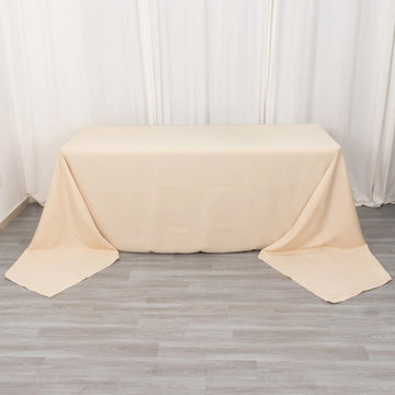 Beige Seamless Premium Polyester Rectangular Tablecloth 220GSM 90"x156"
