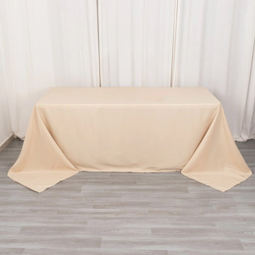 Beige Premium Polyester Rectangular Tablecloth: Add Elegance to Your Events